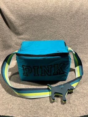 PINK Victoria's Secret Teal Lunch Bag with Striped Strap